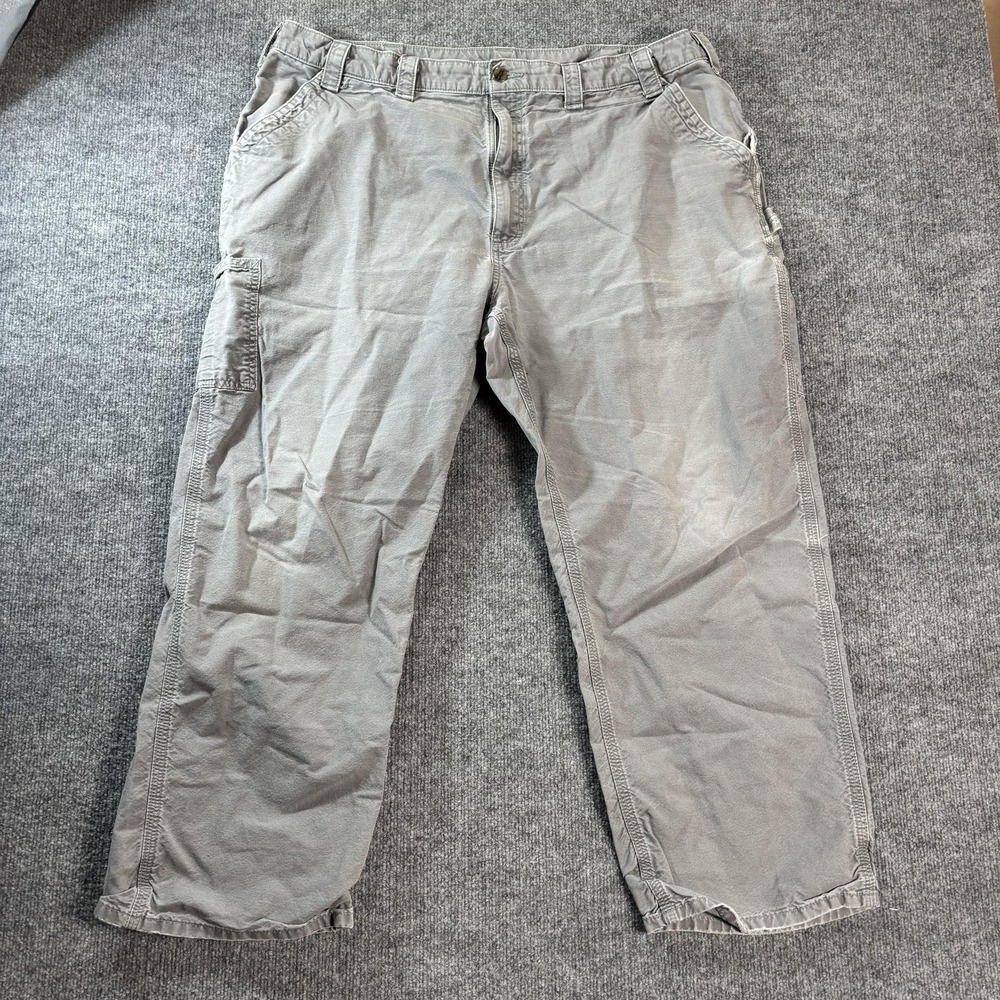 Carhartt B151 Pants Mens 44x30 Gray Canvas Carpenter Workwear Straight Leg